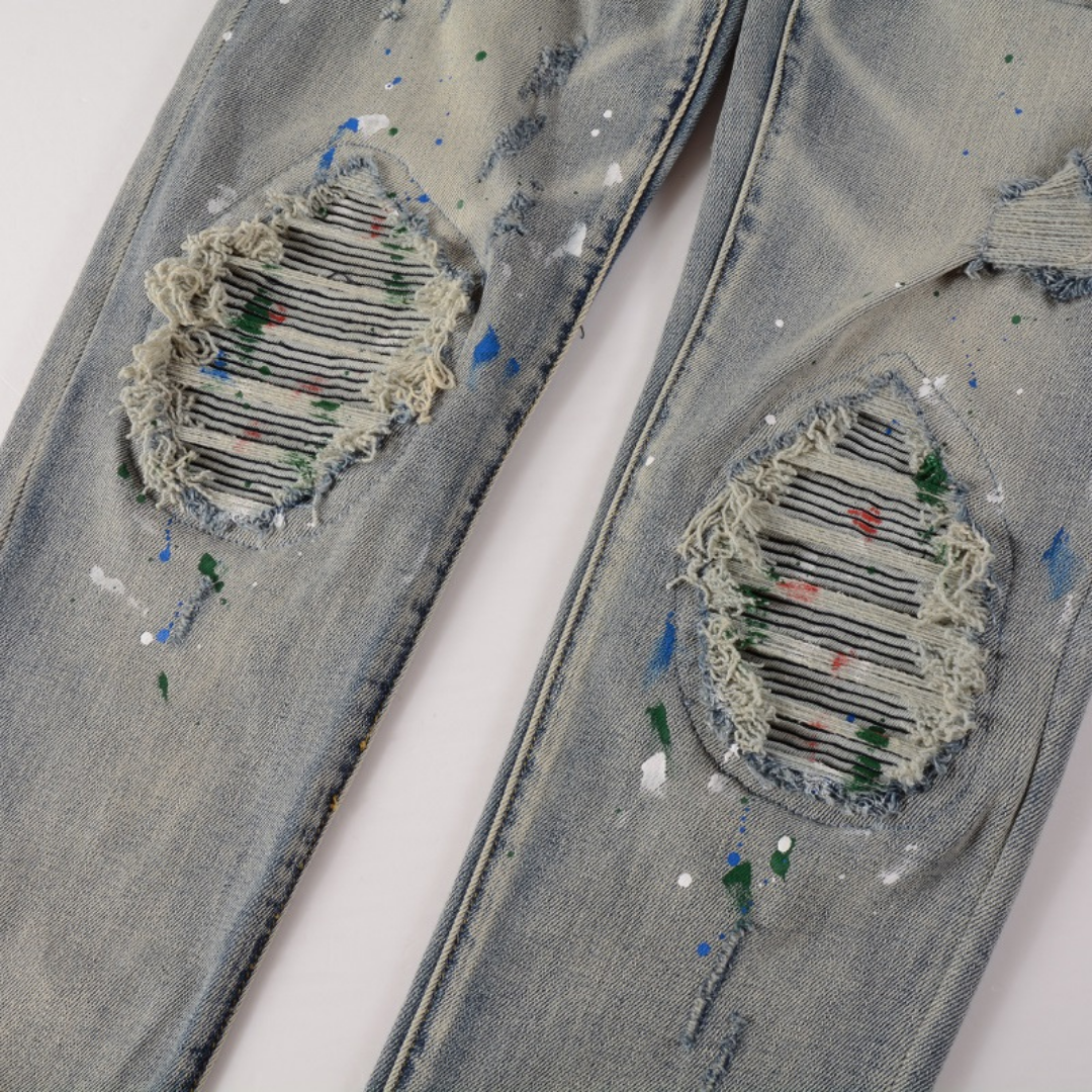 Amr Blue Distressed Jeans