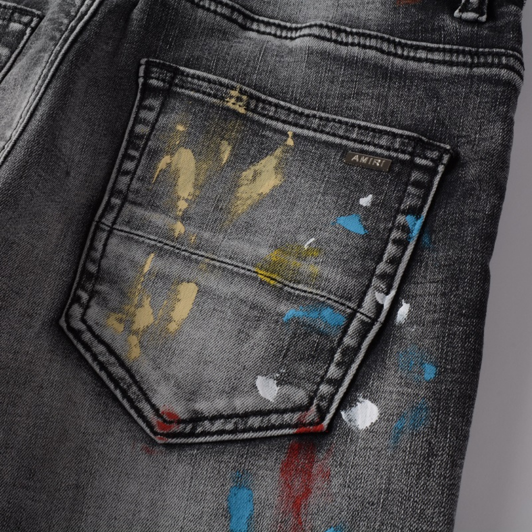 Amr Distressed Paint Jeans