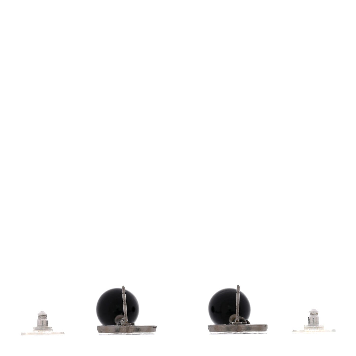 Ruthenium Bead CC Drop Earrings Black