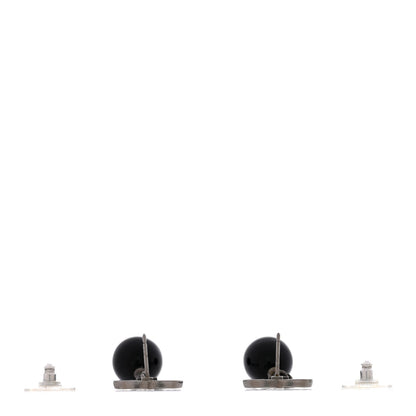 Ruthenium Bead CC Drop Earrings Black