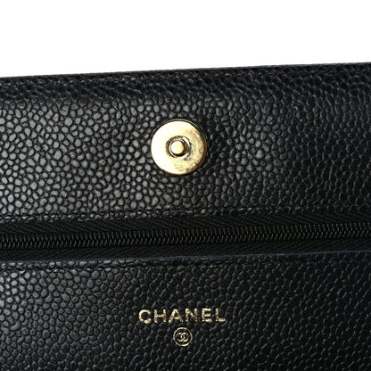 Caviar Quilted Wallet On Chain WOC Black