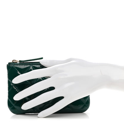 Patent Quilted Small Cosmetic Case Green