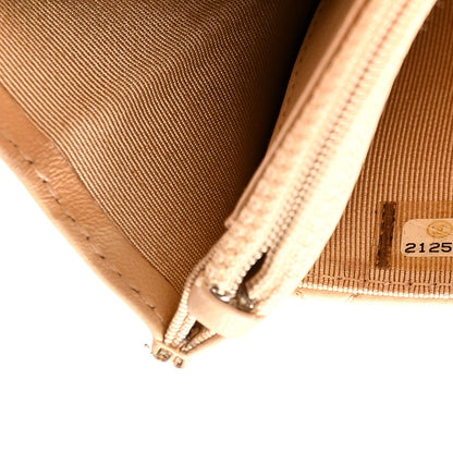 Lambskin Quilted Wallet On Chain WOC Beige