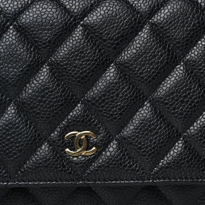 Caviar Quilted Wallet On Chain WOC Black