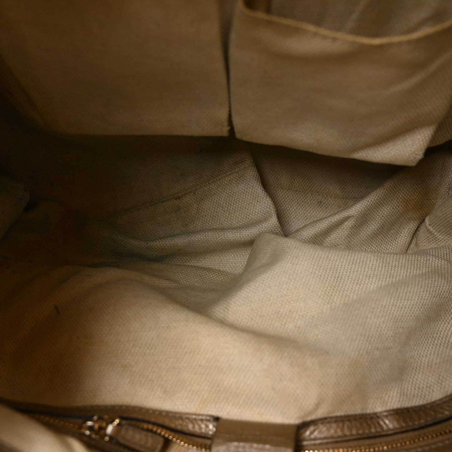 Metallic Pebbled Calfskin Medium Soho Chain Shoulder Bag Golden Beige