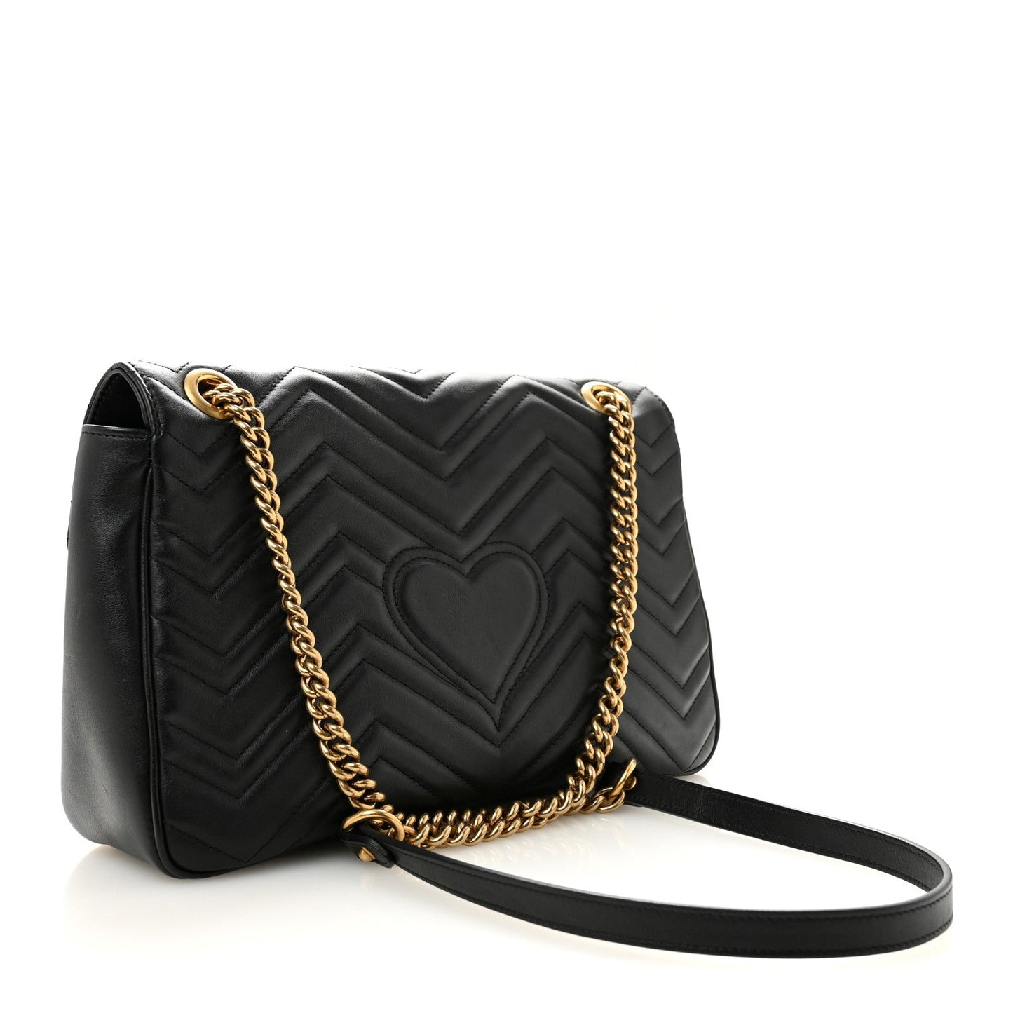 Calfskin Matelasse Medium GG Marmont Shoulder Bag Black