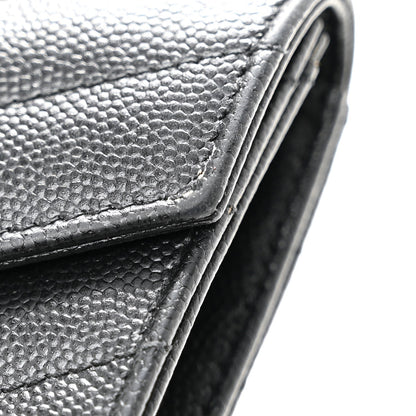 Grain De Poudre Matelasse Chevron Small Monochrome Monogram Envelope Wallet Black Black