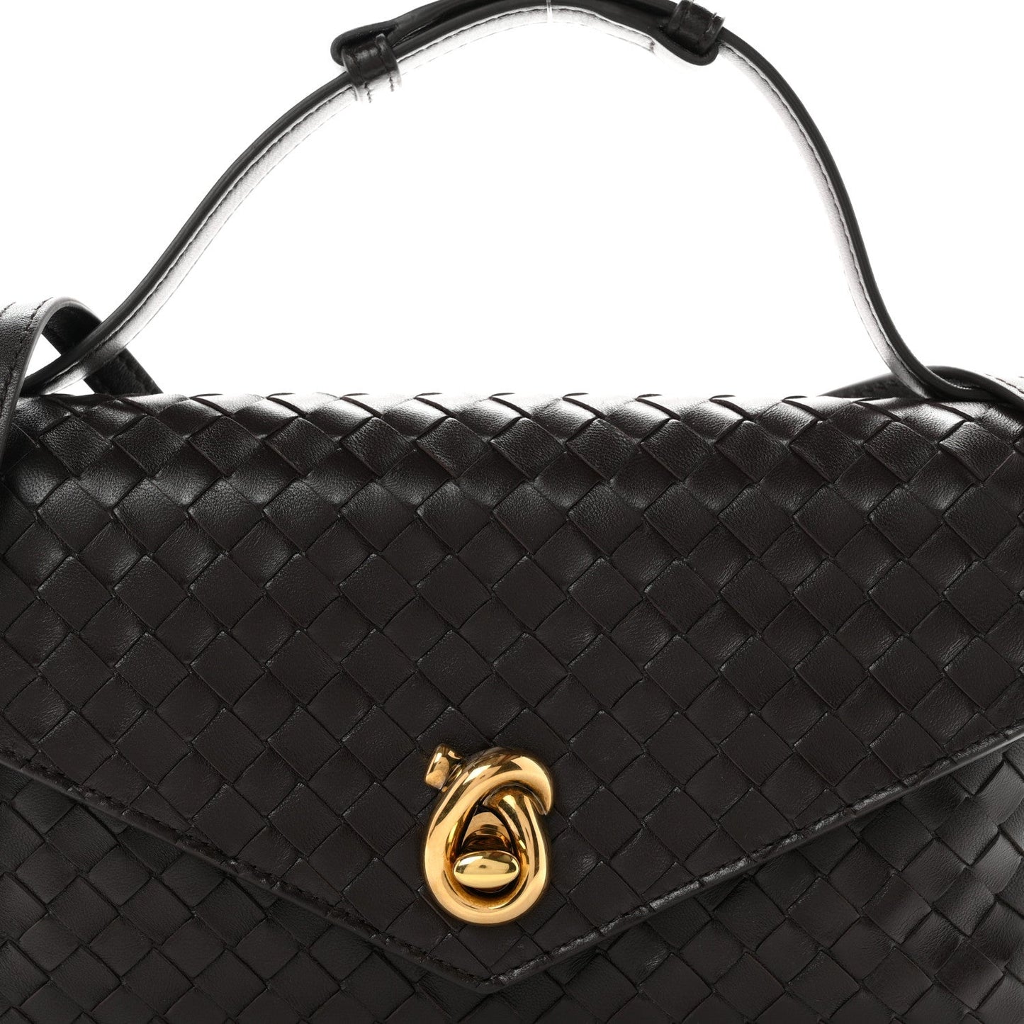 Nappa Intrecciato Knot Lock Top Handle Crossbody Bag Fondant