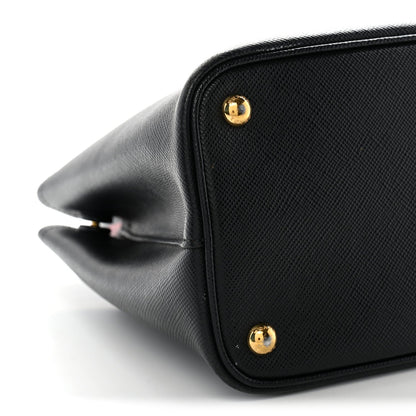 Saffiano Cuir Small Double Bag Black Fuoco