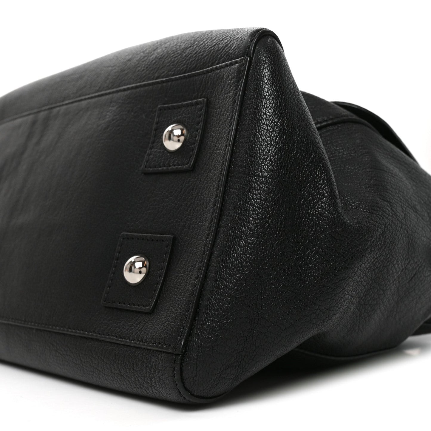 Glossy Goatskin Medium Del Rey Satchel Black