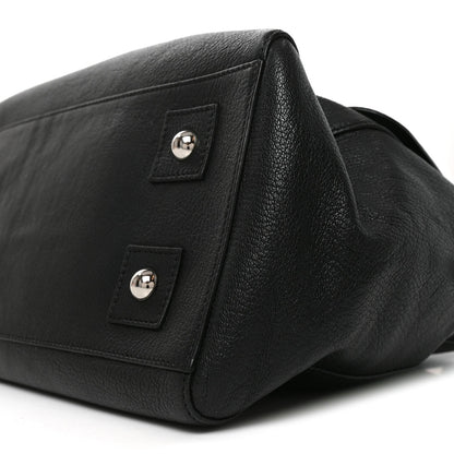 Glossy Goatskin Medium Del Rey Satchel Black
