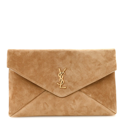 Suede Large Cassandre Envelope Pouch Golden Leaf