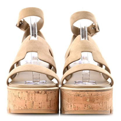 Suede Goatskin Cork Havana 30 Sandals 40 Beige Argile