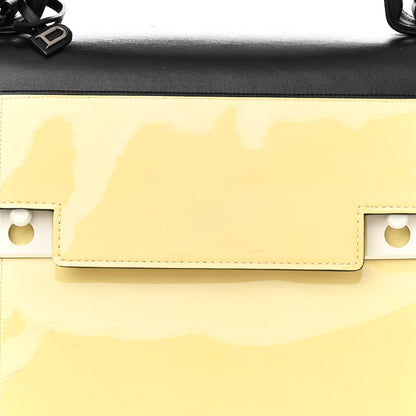 Calfskin Patent Calfskin GM Tempete Satchel Black White