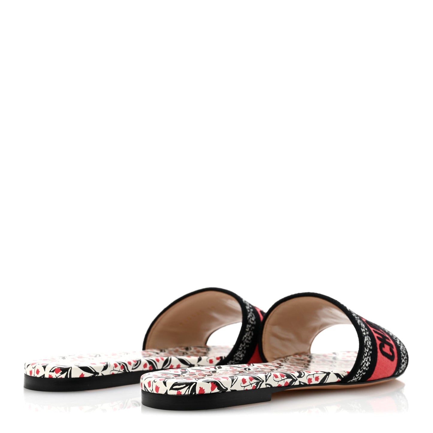 Canvas Coeur Des Curiosites Embroidered Dway Flat Slide Sandals 37 Multicolor