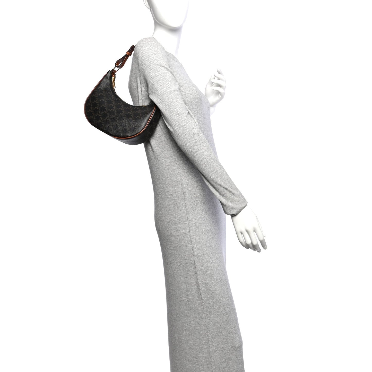 Triomphe Canvas Calfskin Ava Shoulder Bag Tan