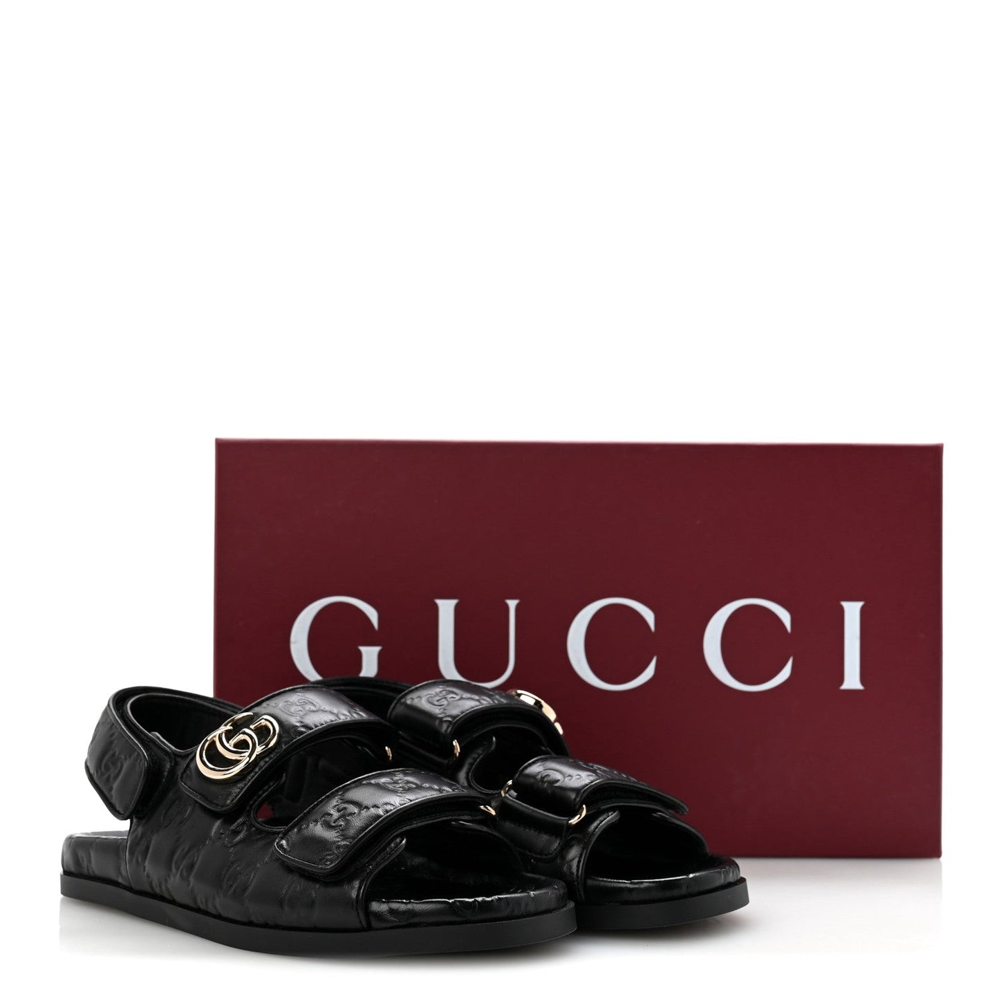 Guccissima GG Embossed Womens Sandals 36 Black