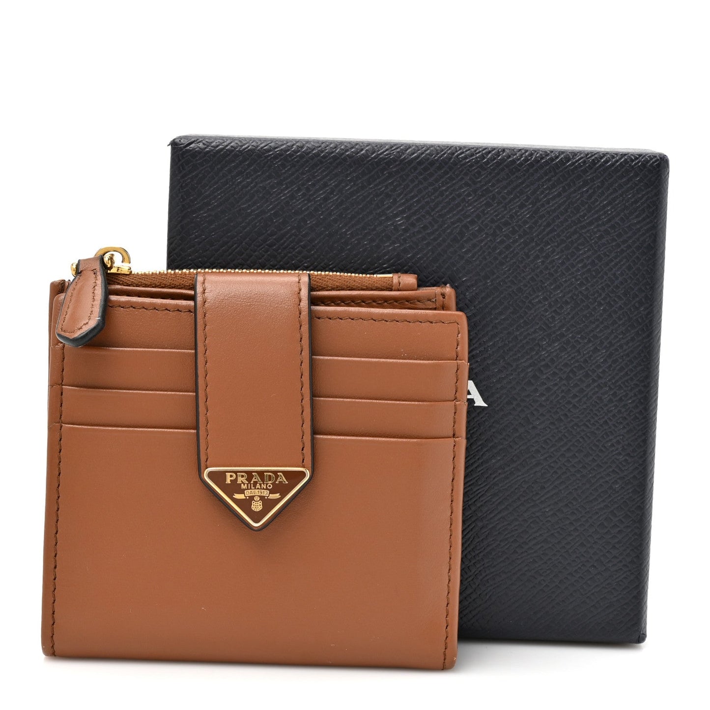 Calfskin Small Triangle Wallet Cognac