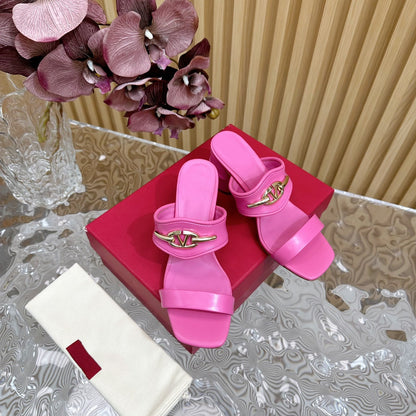 High Heel 70 Sandal The Bold Edition Vlogo Square Toe Pink