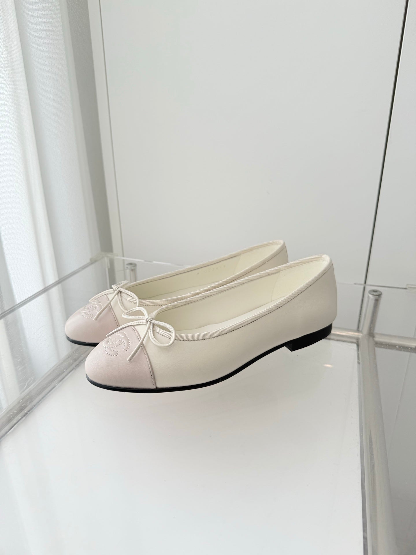 ballet flats white mix pink lambskin 566820