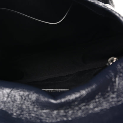 Crinkled Calfskin Matelasse Monogram Medium Niki Chain Satchel Deep Marine