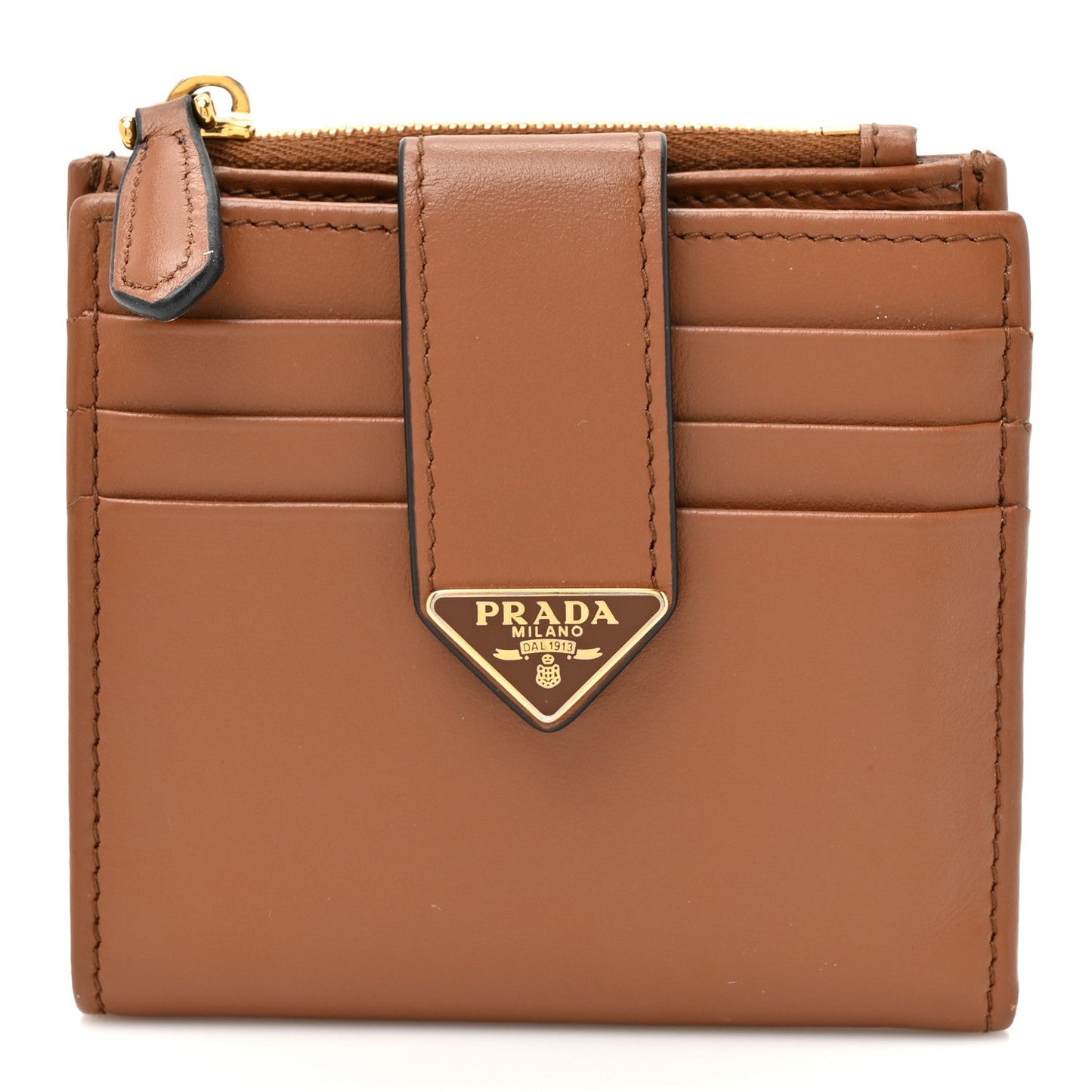 Calfskin Small Triangle Wallet Cognac