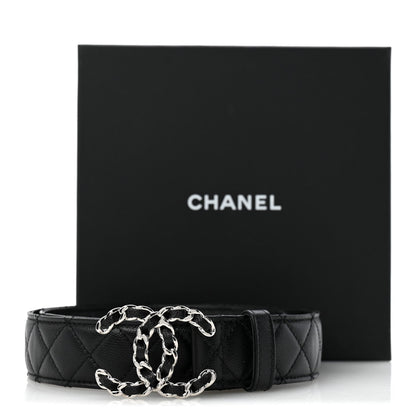 Caviar Quilted CC Chain Belt 80 32 Black