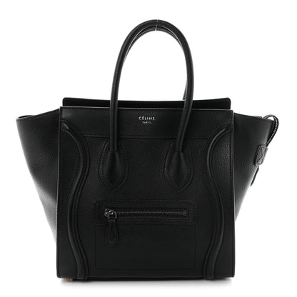 Drummed Calfskin Micro Luggage Black