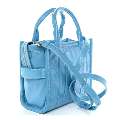 Shiny Crinkled Calfskin The Tote Bag Air Blue