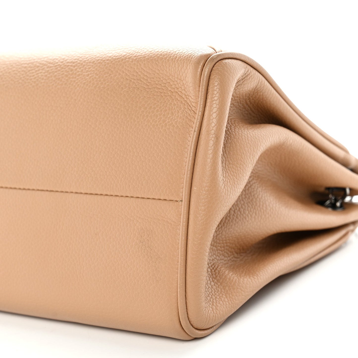 Caviar Quilted Mini Accordion Flap Beige
