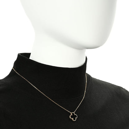 18K Yellow Gold Black Onyx Vintage Alhambra Pendant Necklace