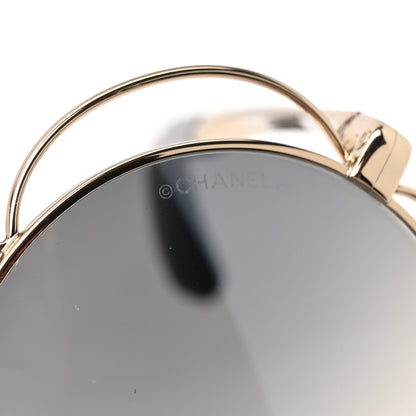 Metal Round Camellia Sunglasses 71573 Gold
