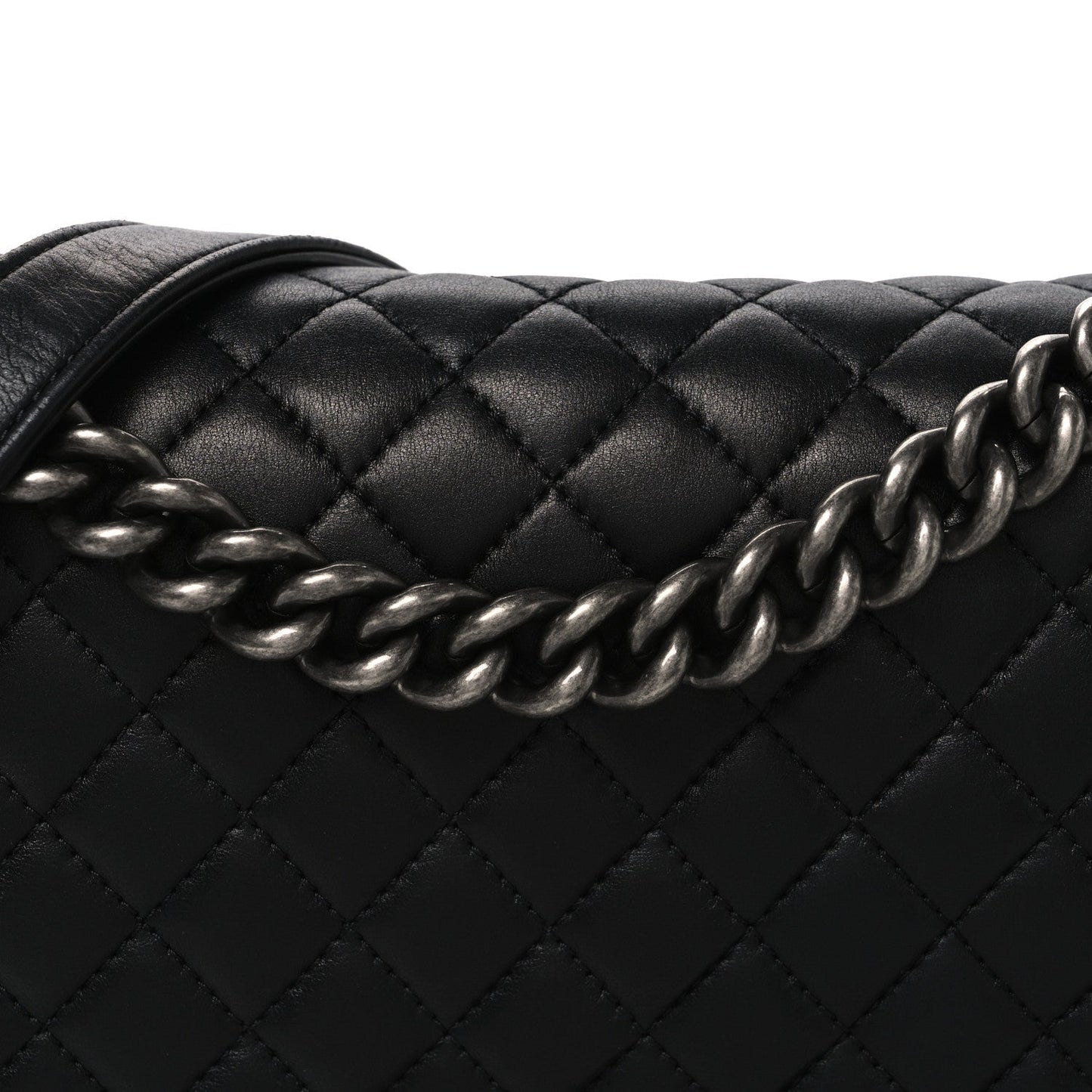 Lambskin Quilted Medium Boy Flap Black