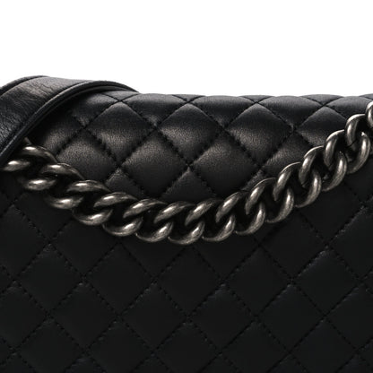 Lambskin Quilted Medium Boy Flap Black