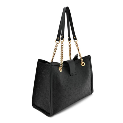 Guccissima Medium Padlock Tote Black