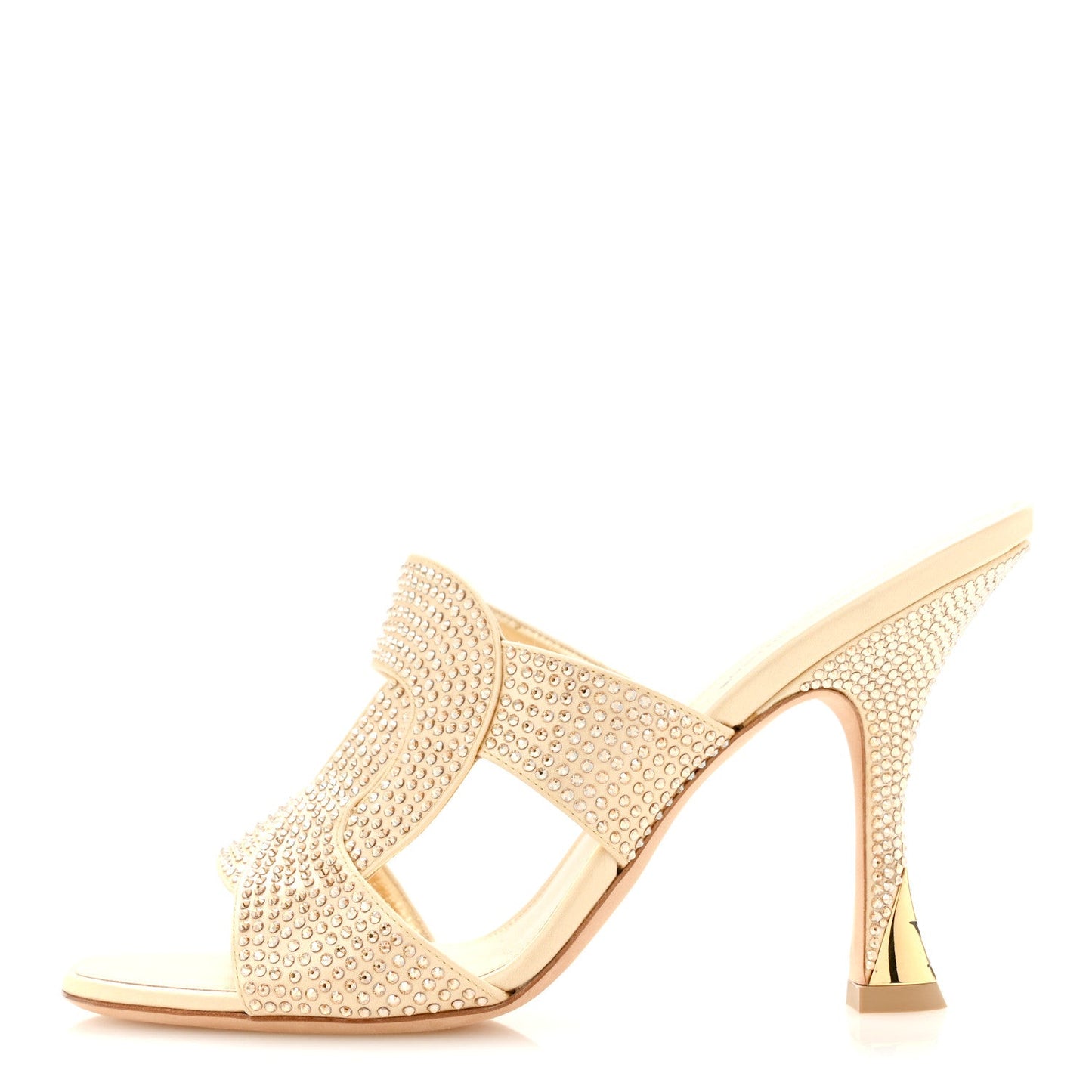 Satin Crystal Sparkle Mule 38 Gold