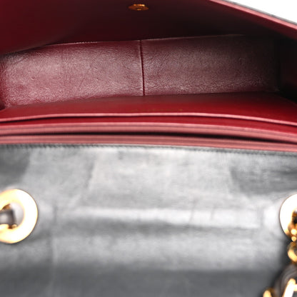 Lambskin Vertical Quilt Jumbo Single Flap Black