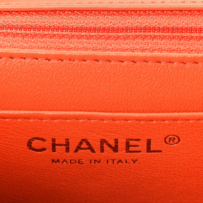 Lambskin Quilted Mini Square Flap Orange