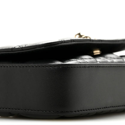 Lambskin Cannage Dior Talk Phone Pouch  Black