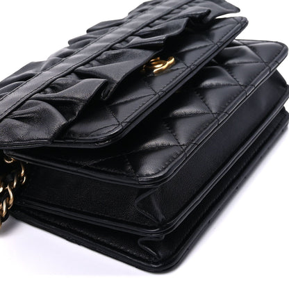 Lambskin Quilted Mini Romance Wallet On Chain WOC Black
