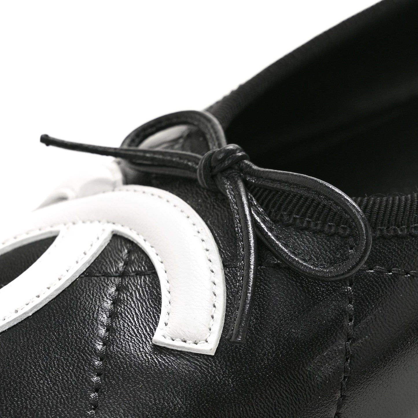 Lambskin Quilted CC Cambon Ballet Flats 36 Black White