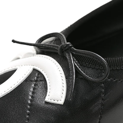 Lambskin Quilted CC Cambon Ballet Flats 36 Black White