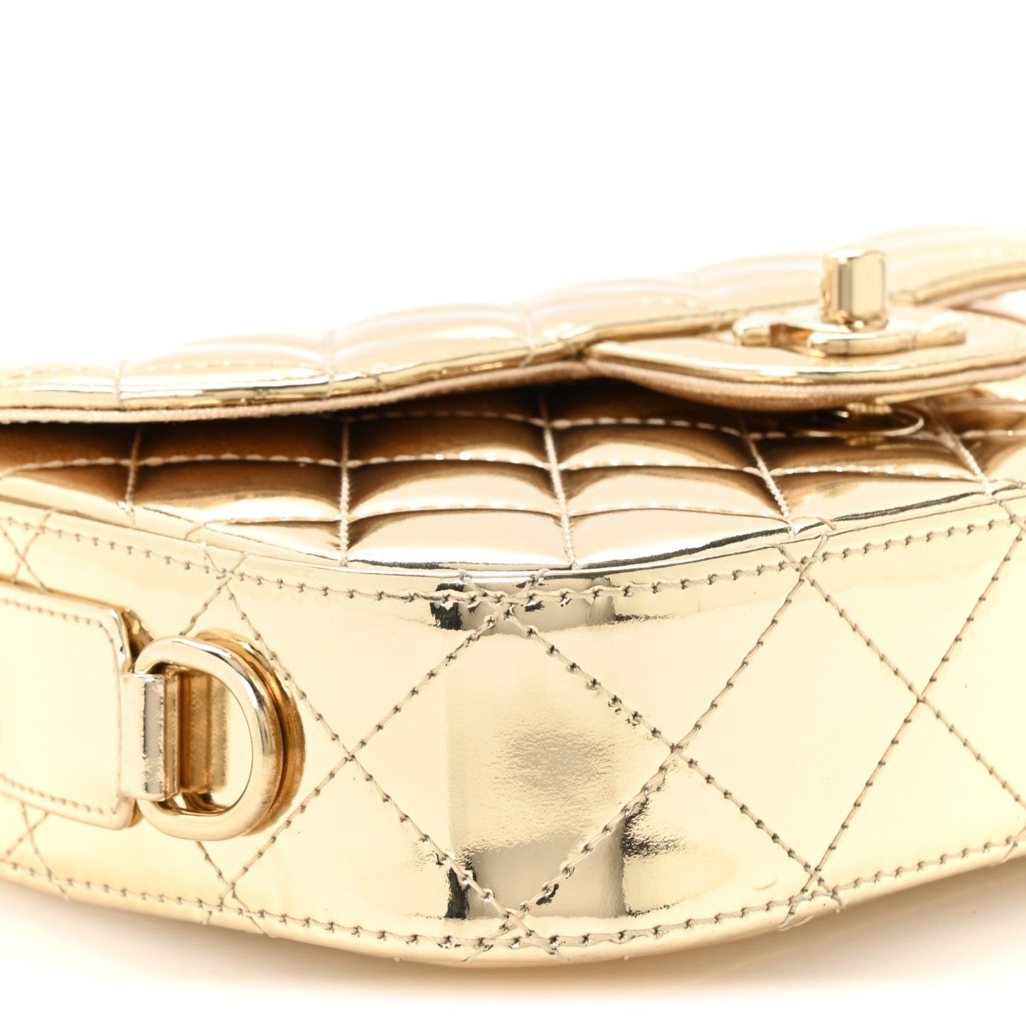 Mirror Calfskin Metallic Calfskin Quilted Hollywood Boulevard Mini Flap With Star Coin Purse Gold