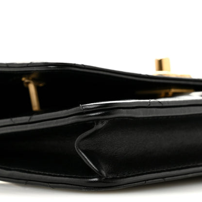 Lambskin Quilted Logo WOC Wallet On Chain Black