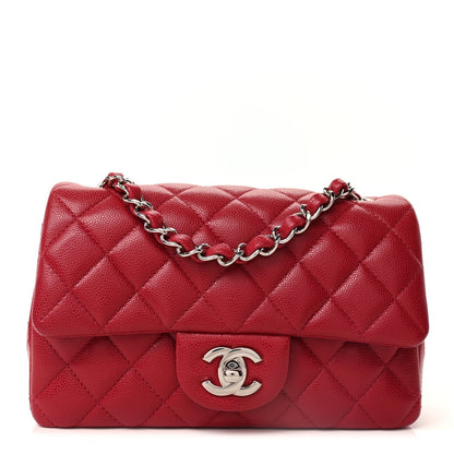 Caviar Quilted Mini Rectangular Flap  Pink