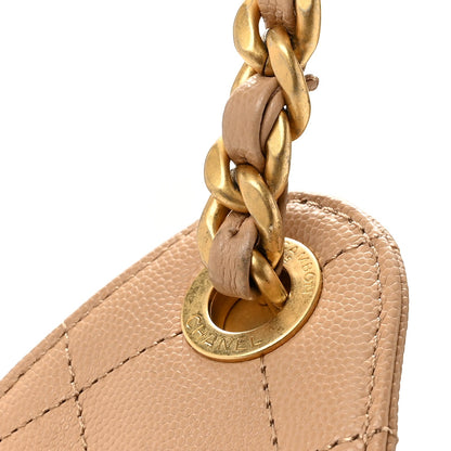Caviar Quilted Small Chanel 25 Handbag Beige