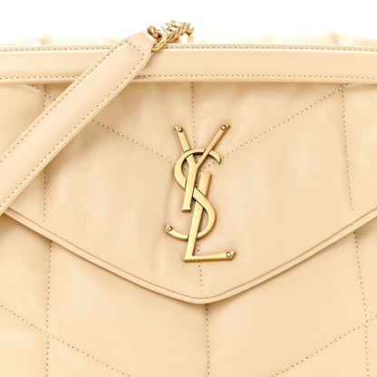Lambskin Quilted Medium Loulou Puffer Monogram Chain Satchel Dark Beige