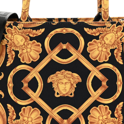Canvas Baroque Print Medusa Small Tote Black