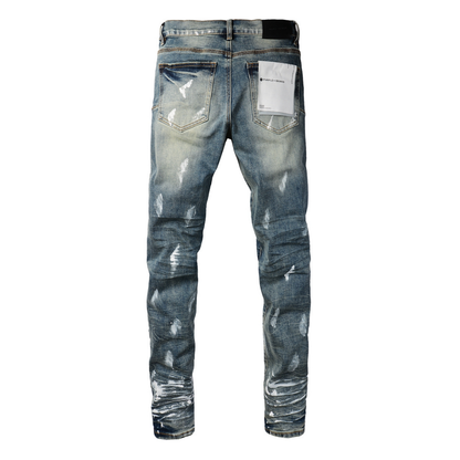 Jeans blu sfumati viola