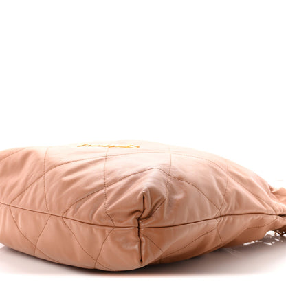 Shiny Calfskin Quilted Chanel 22 Camel